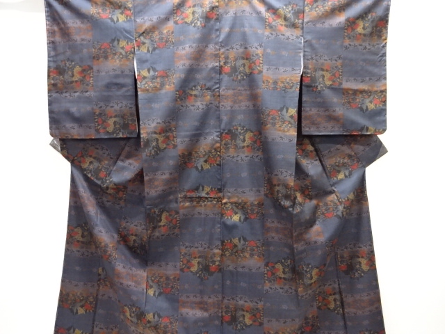 花鳥更紗模様織り出し本場泥大島紬着物(5マルキ)